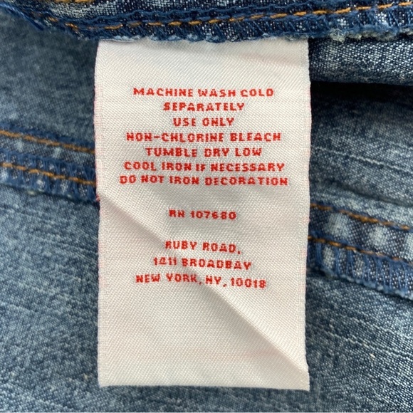 Ruby Rd. Denim Blue Jean Jacket Black Jewel Neck Size 16 - Picture 8 of 9